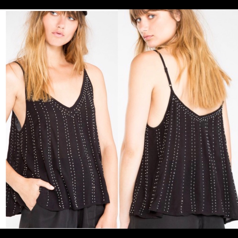S Free People BB Cami Embellished Tank Sparkle!